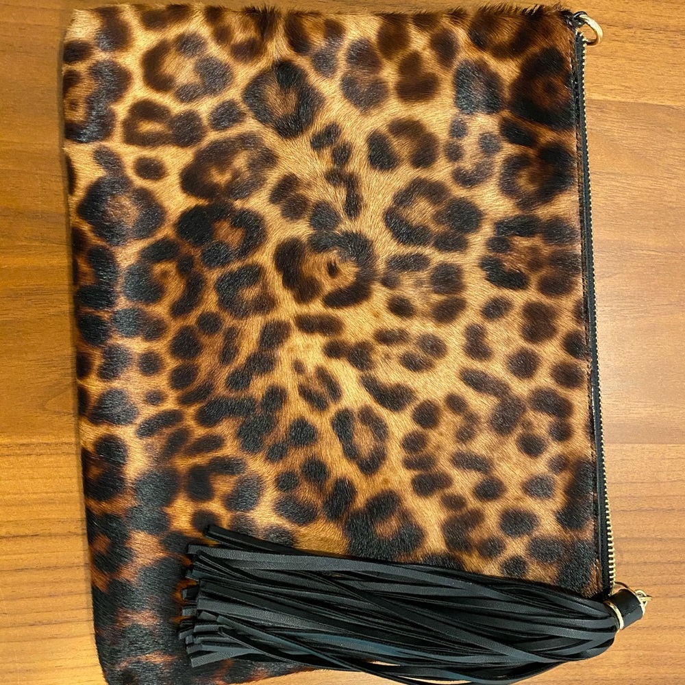 Chico’s clutch/purse Leopard Faux Hair